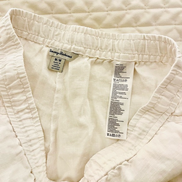 Tommy Bahama White 100% Linen Drawstring Pants EC  Size M - Picture 10 of 12
